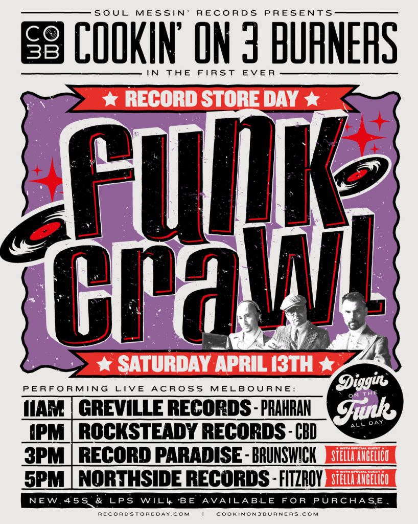 Cookin’ on 3 Burners Funk Cruise around Melbourne Record Store Day